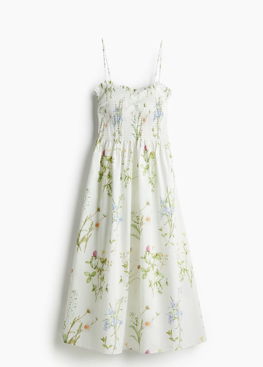 Белое кэжуал платье H&M с цветочным принтом