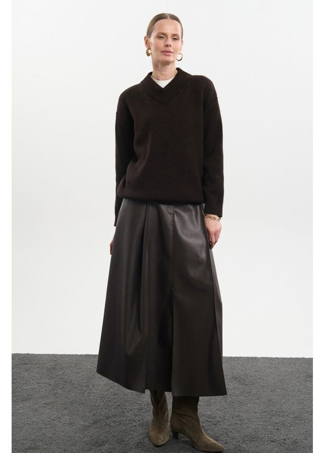 Коричневий демісезонний джемпер із преміальної вовни та мохеру (2839) Triko Bakh