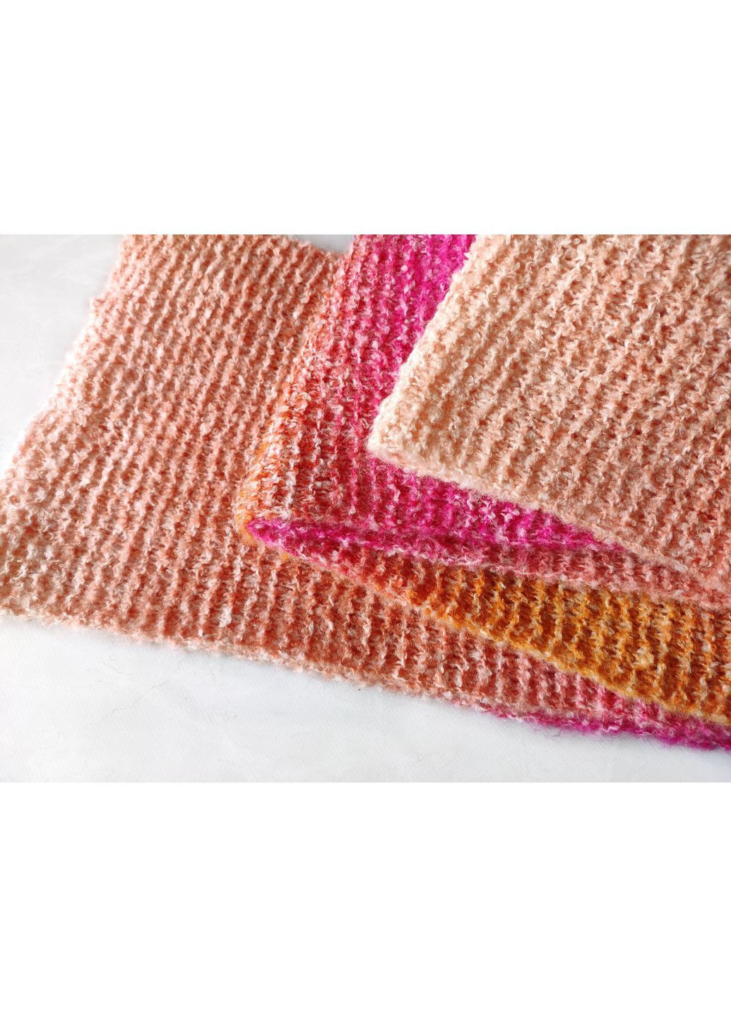 В'язаний довгий шарф ручної роботи з мериносу рожево-абрикосового кольору No Brand (367054788)