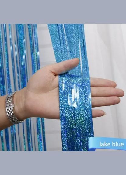 Шторка из дождика для фотозоны с голограммой 2 м на 1 м голубой Jannet Дощик (316580304)