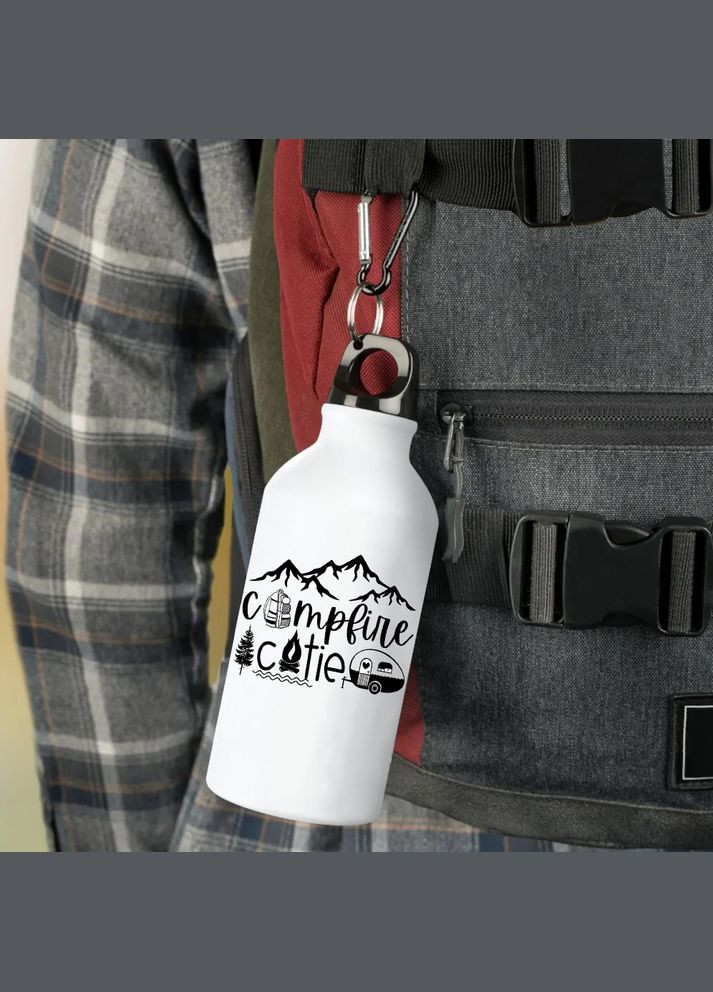 Фляга (бутылка) для воды с карабином Туристическая, Для кемпинга #013 500 мл Белый No Brand (323639769)