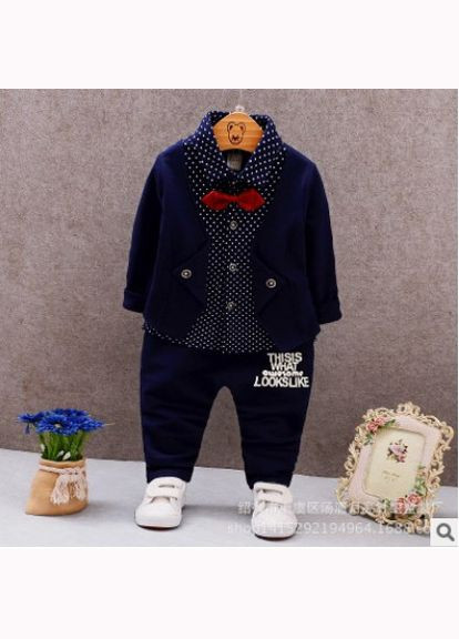 Синий демисезонный праздничный костюмчик для мальчика брючный No Brand