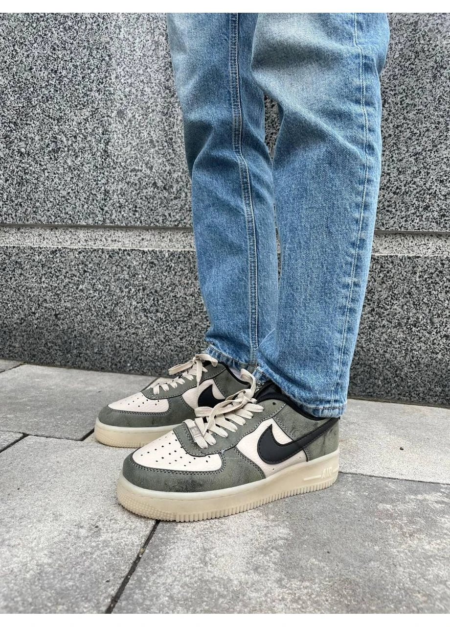 Зелені кросівки чоловічі nike air force 1 low khaki найк аір форс 1 зелені демісезон No Brand