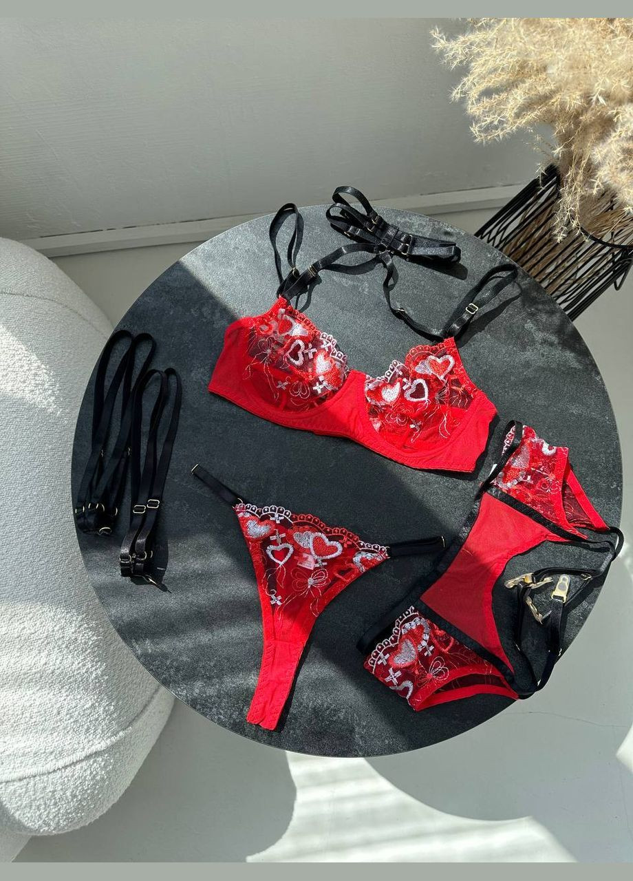 Червоний демісезонний комплект нижньої білизни No Brand