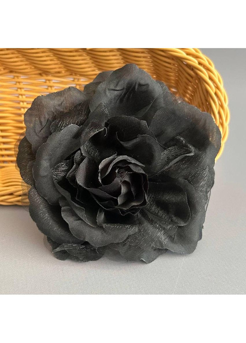 Брошка квітка Троянда 10 см, тканина - чорний Plus-plus (352744575)