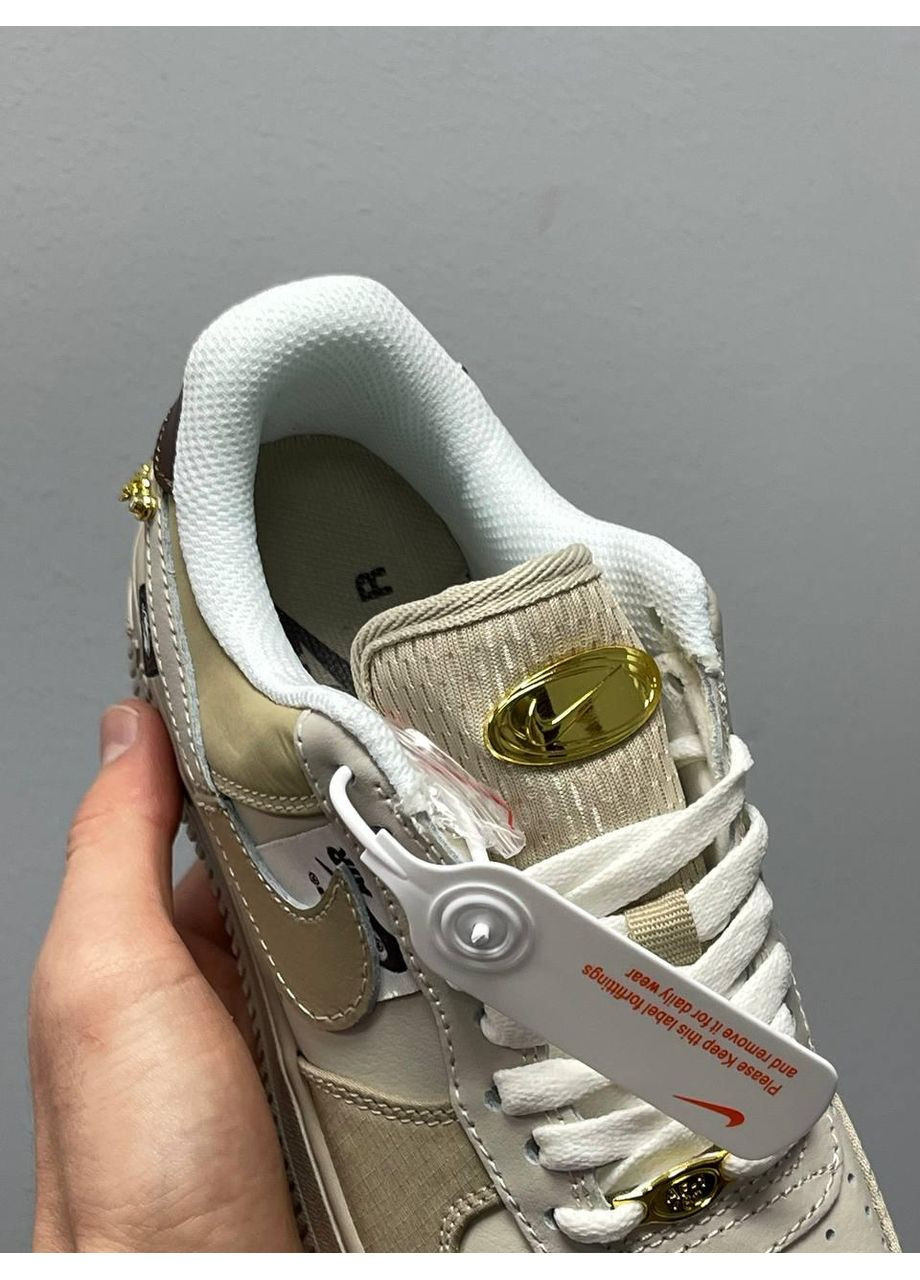 Бежеві Осінні кросівки чоловічі nike air force 1 low tan bling найк аір форс 1 преміум No Brand