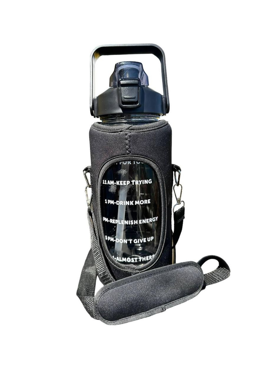 Черная,герметичная, спортивная бутылка в черном противоударном чехле, с соломинкой внутри. . No Brand (285766588)