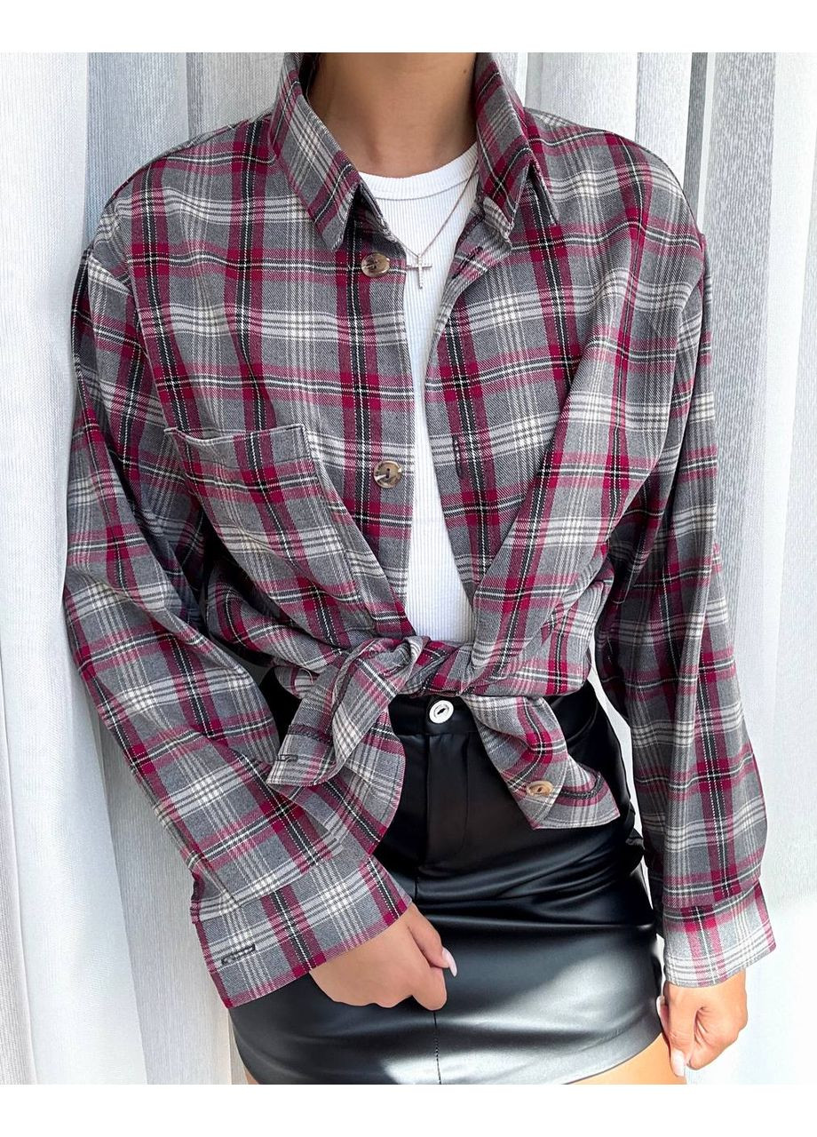 Жіноча сорочка оверсайз у клітинку MonCher (353689598)