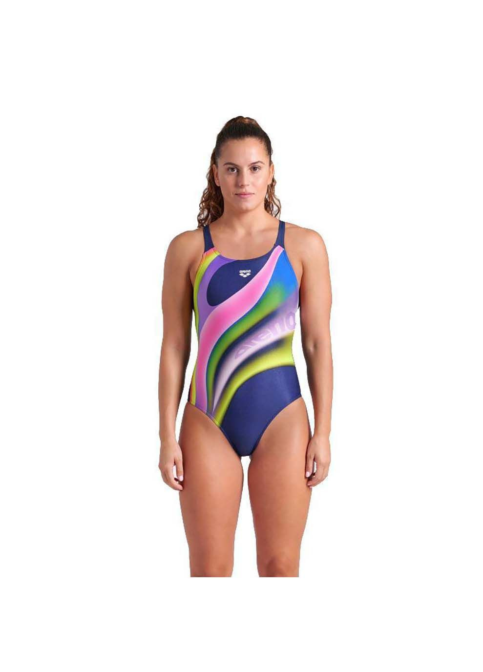 Комбинированный демисезонный купальник закритий для женщин water fluids swimsuit swim pro разноцветный Arena
