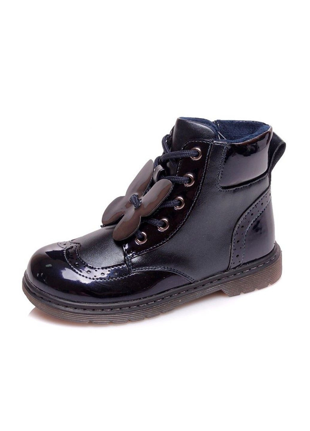 Черные осенние ботинки демисезонные для девочки с бабочкой Weestep
