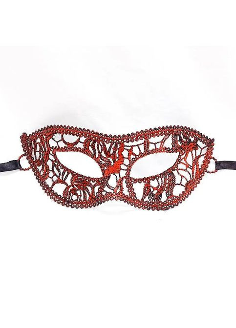 из кружева маскарадная на завязках 23 на 8 см красный Jannet Маска (304778022)