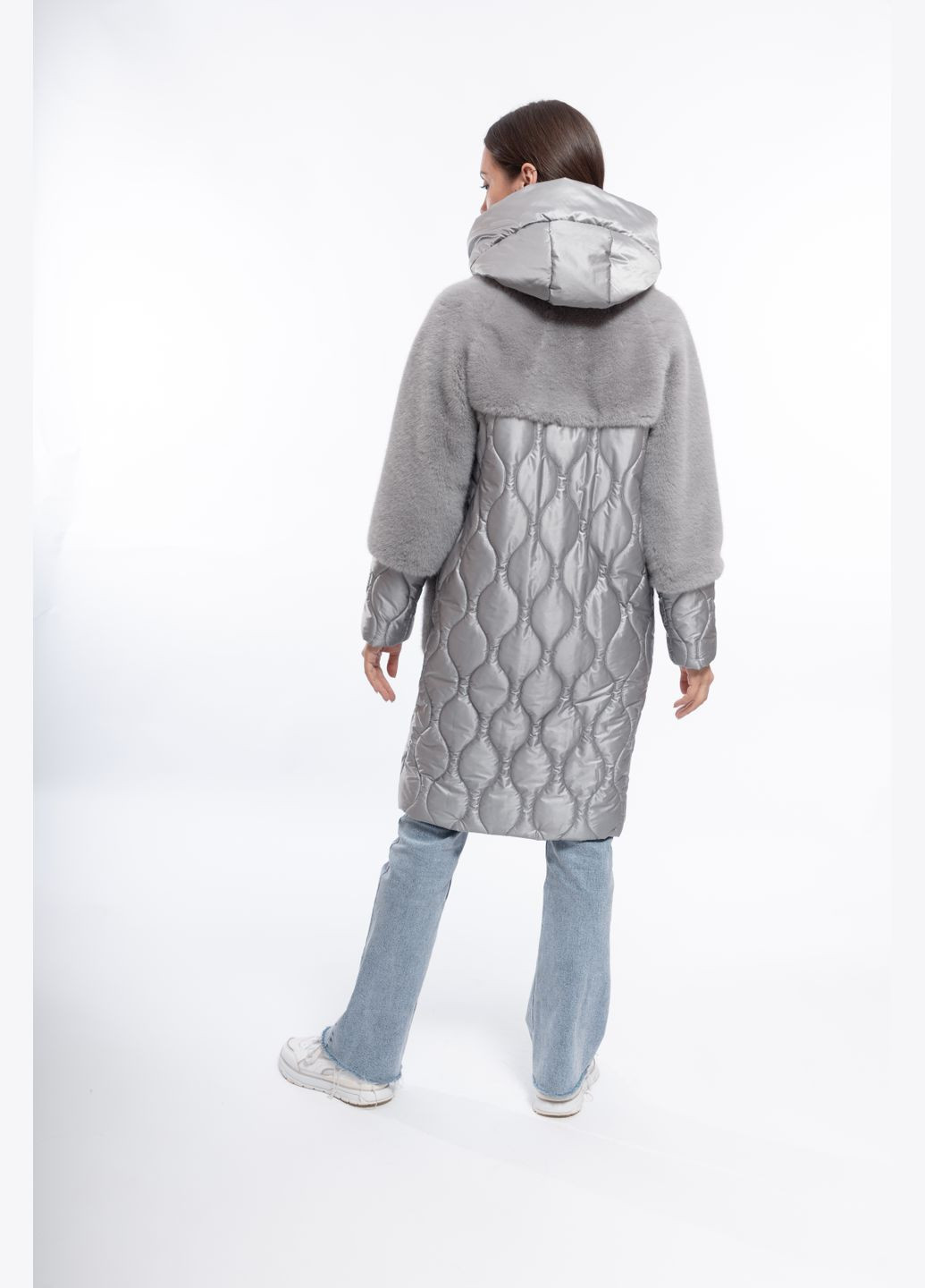 Светло-серое зимнее Пальто Светло-серый Зима Повседневный Alberto Bini