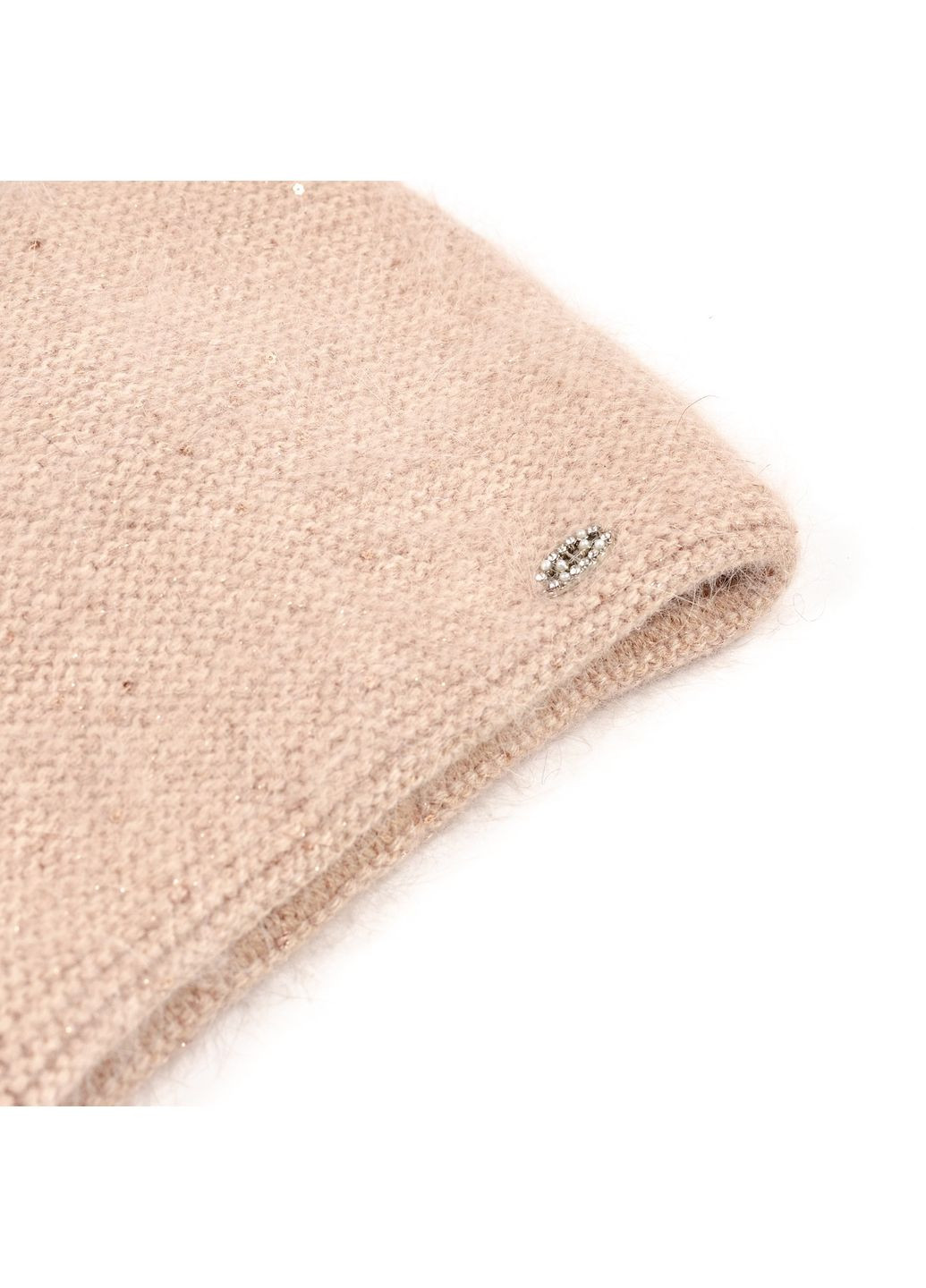 Шапка кулір з паєтками жіноча вовна з люрексом бежева АПОЛОНІЯ LuckyLOOK 593-527 (322791841)