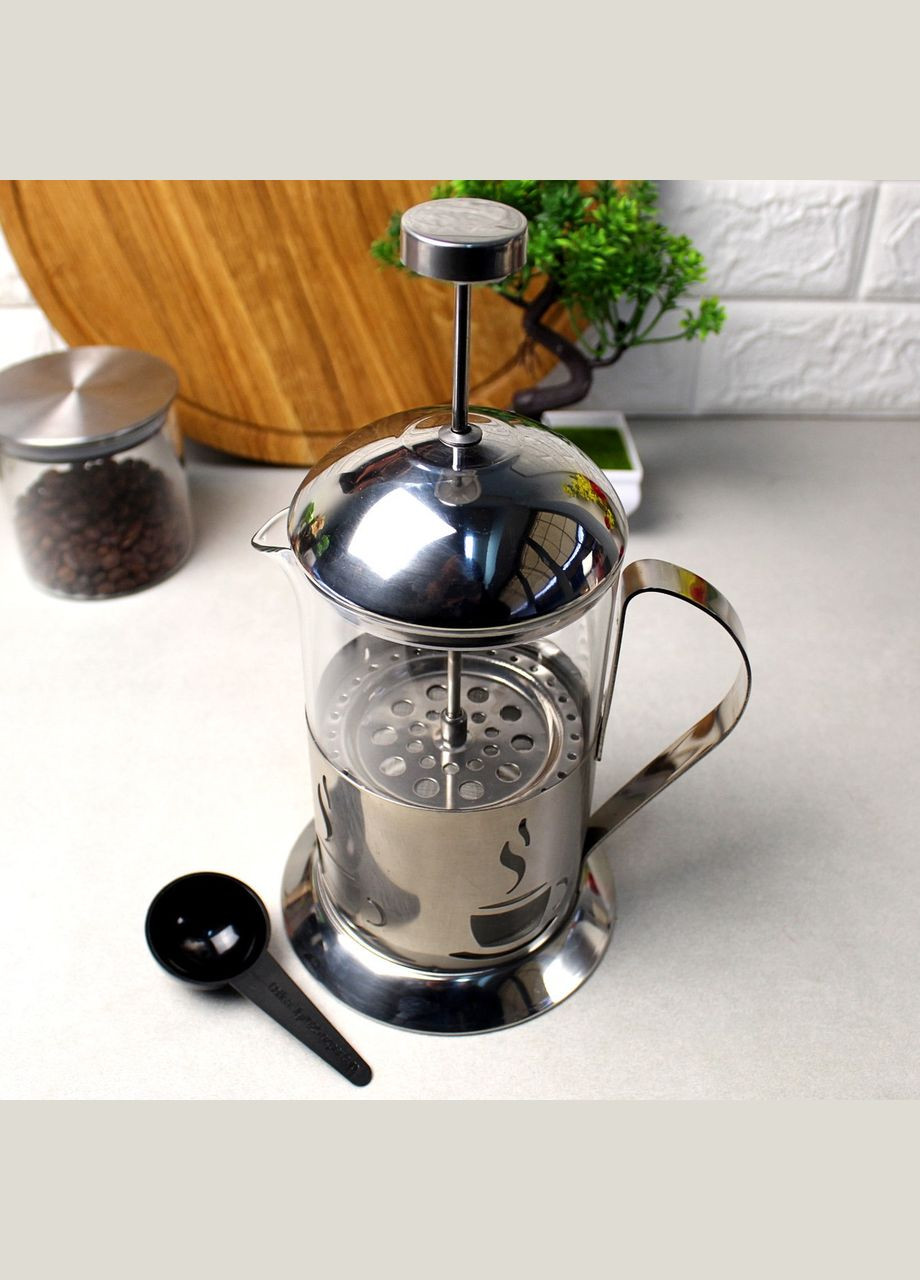 Френч-прес в металевому підстаканнику з мірної ложкою 600 мл для чаю та кави Ofenbach (303211982)