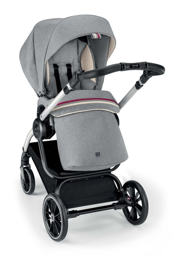 Коляска 2 в 1 TECHNO MILANO, рама чорний карбон, колір сірий зі смужкою (805T/V98/978/553K) CAM (307836325)