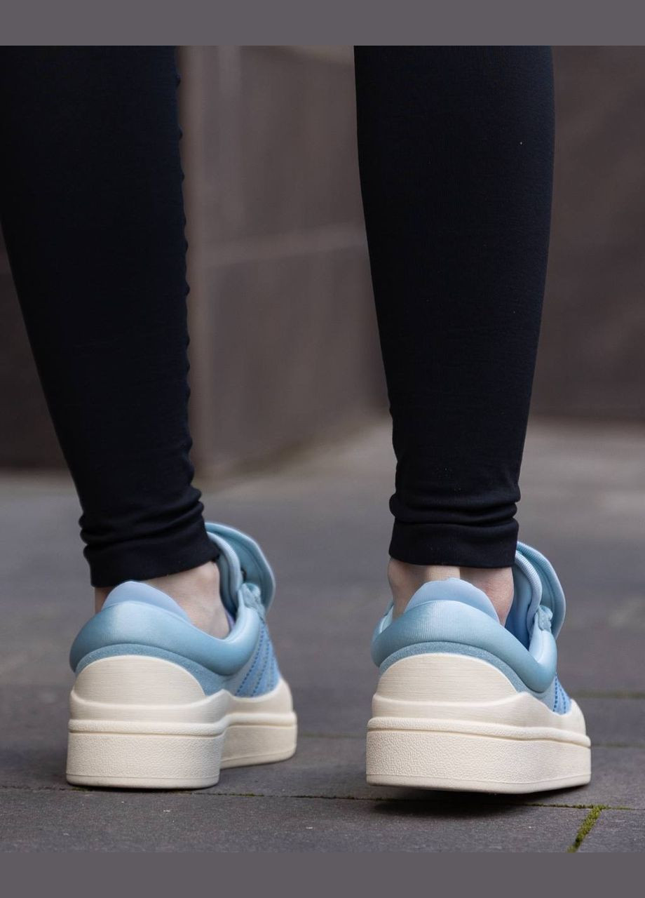 Голубые всесезонные кроссовки Vakko Adidas Campus x Bad Bunny Blue Cream