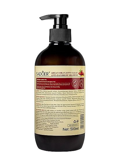 Шампунь для волосся на основі арганової олії Argan Oil Hair Shampoo 500ml (1450753-28043807) SADOER (368653350)