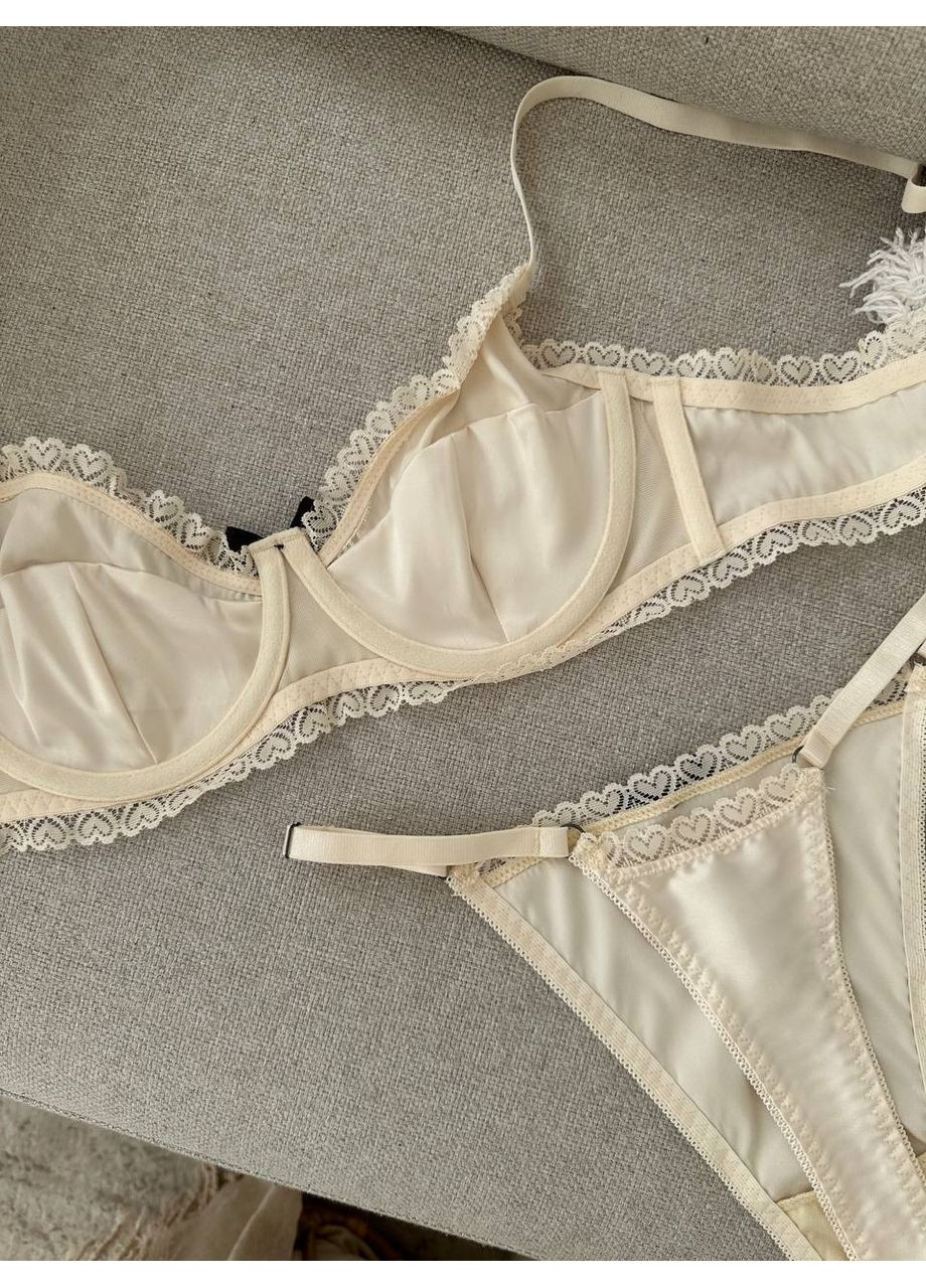 Білий балконет комплект жіночої білизни | ніжний мереживний, біле спокушання Vital-Textile з кісточками поліестер, спандекс