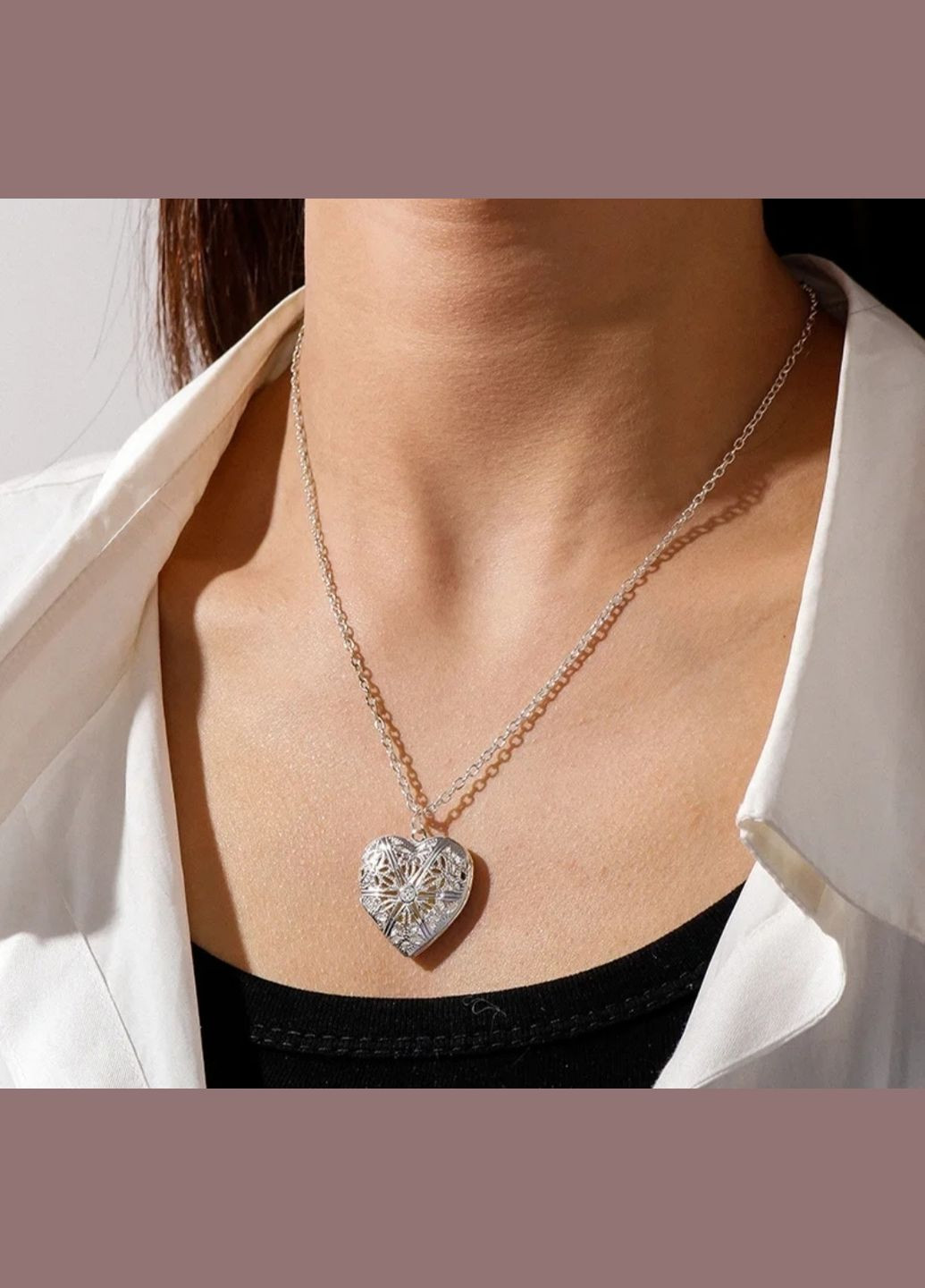 Підвіс "Серце" для фото з ланцюжком No Brand (351897731)