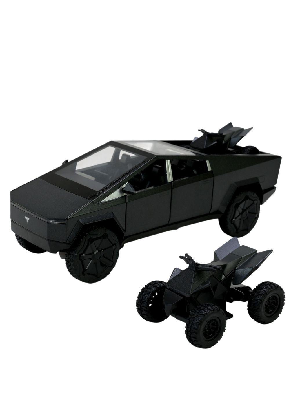 Коллекционная модель Автопром Cybertruck с киберциклом 1:24 металлическая со свето-звуковыми эффектами графит (AP7726GF) MFC (369473521)
