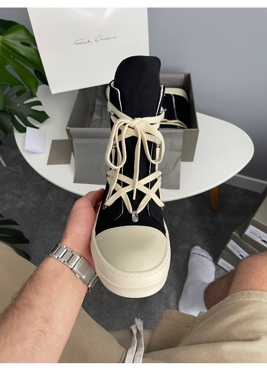 Чорно-білі Осінні кросівки чоловічі rick owens drkshdw hexagram black milk premium | рік оуенс гексаграма преміум чорно-білі No Brand