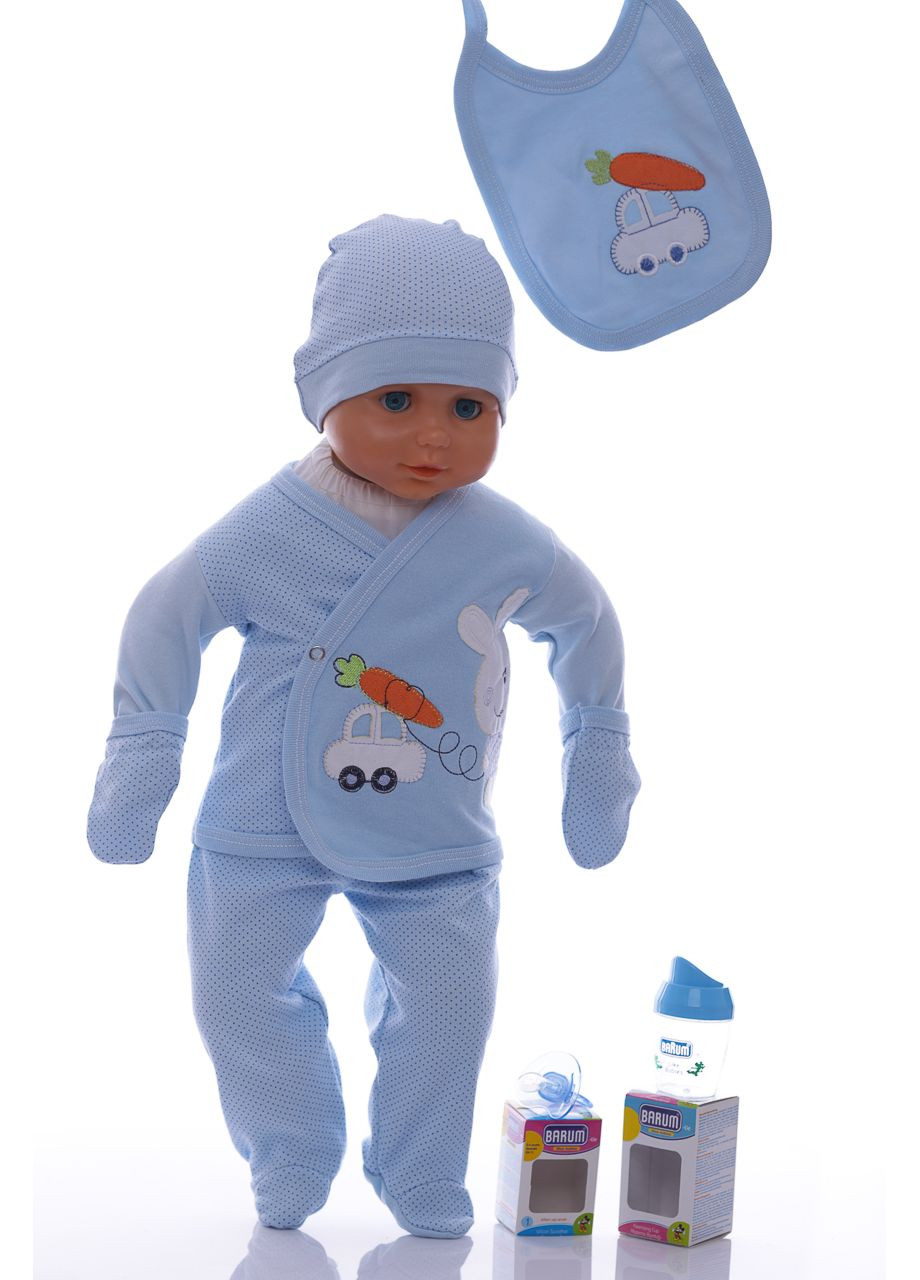 Голубой демисезонный комплект трикотажный для новорожденного мальчика в коробке ваву голубой 62 см (40186) Bebellove