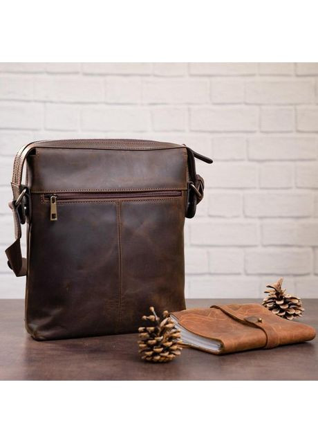 Сумка планшет через плечо мужская из натуральной кожи средняя Коричневый 36705 Shvigel (353689958)