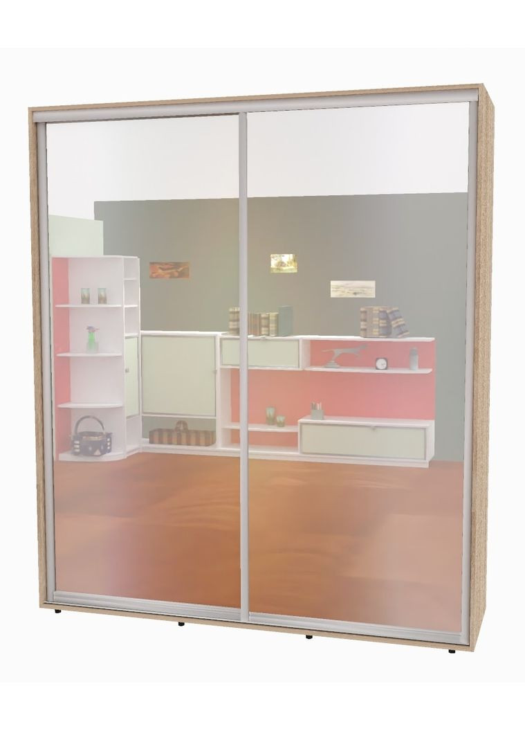 Шафа-купе дводверна 200*45*230 см Дуб Сонома 2 двері Дзеркало Алекса (360455838)