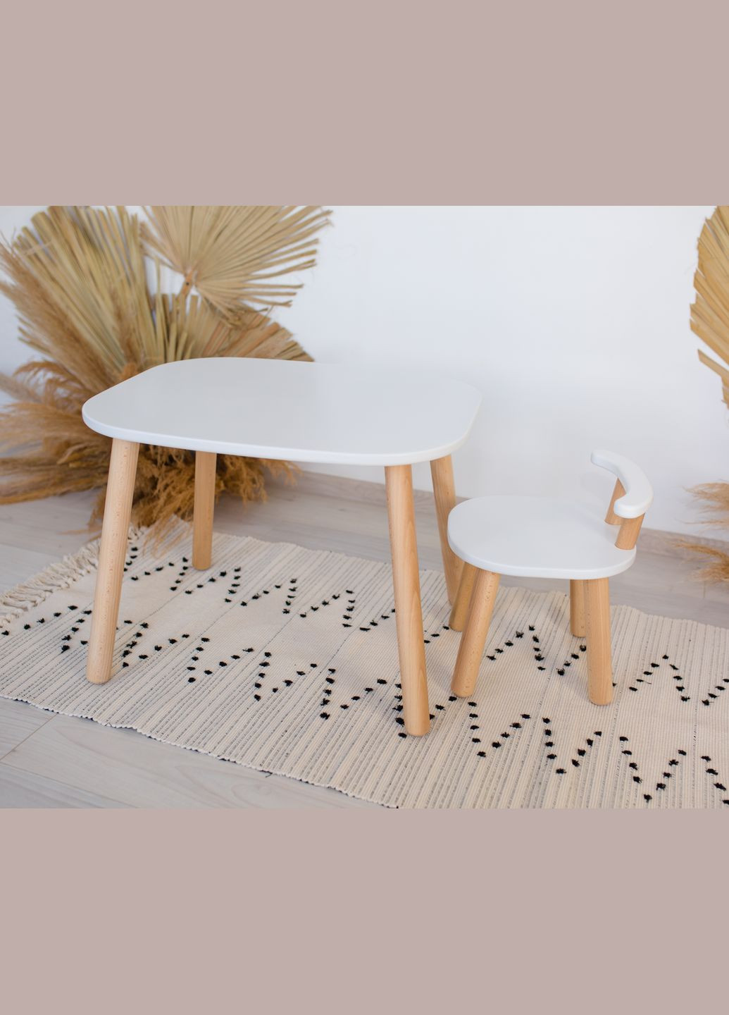 Дитячий столик і стільчик з бука білі для дітей 2-4 років Tatoy (292632402)