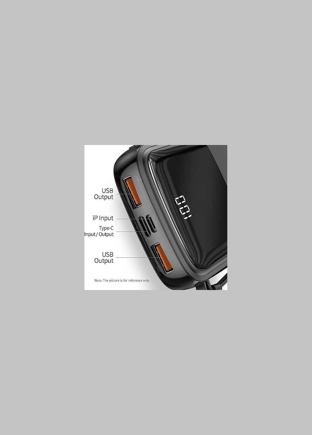 Зовнішній акумулятор PPQDB01 Qpow 10000 mAh з кабелем для iPhone чорний Baseus (279554126)