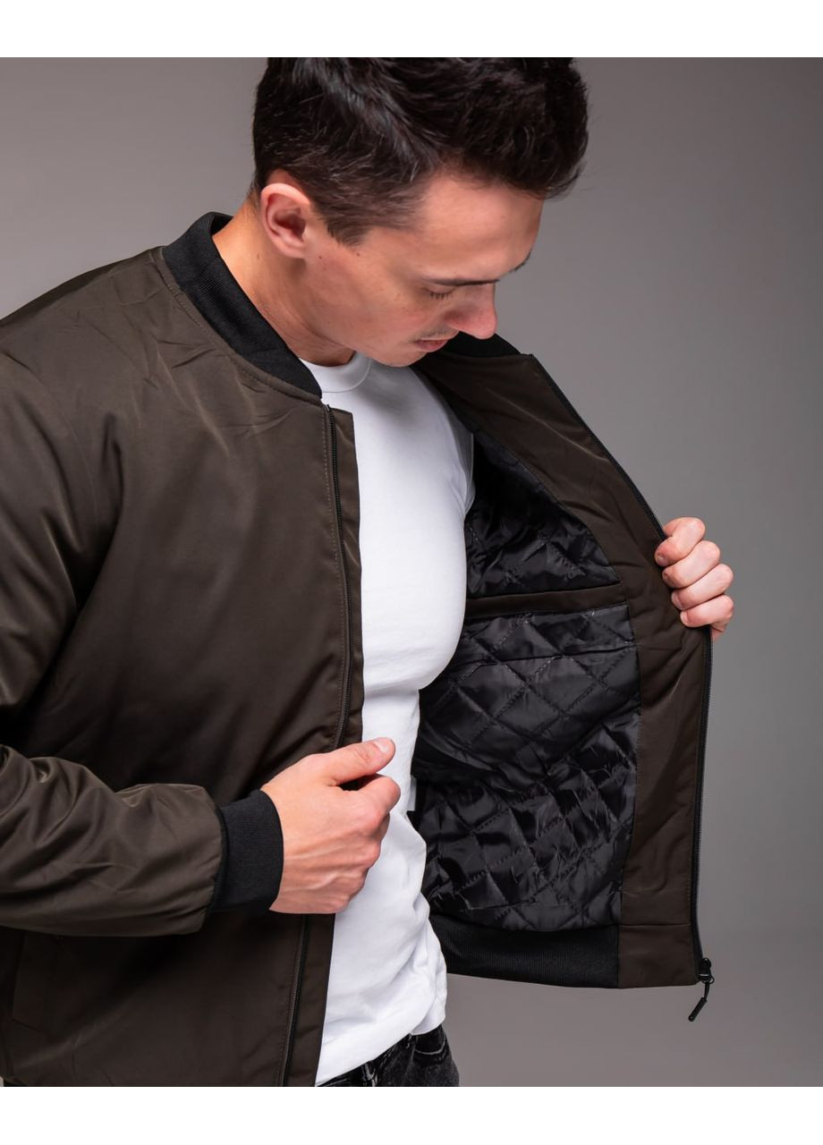 Оливковая (хаки) демисезонная демисезонная куртка-бомбер мужская с утеплением Vakko