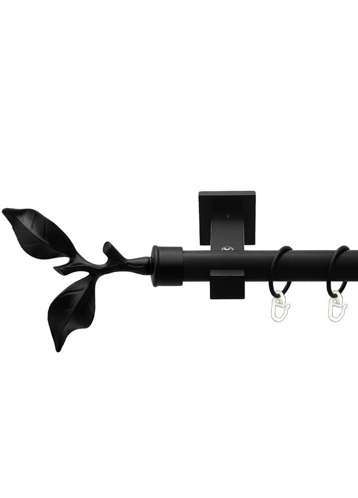 Карниз Листок Розы металлический однорядный техно гладкая труба Черный 25 мм 200 см (00-00025533) ORVIT (300845547)