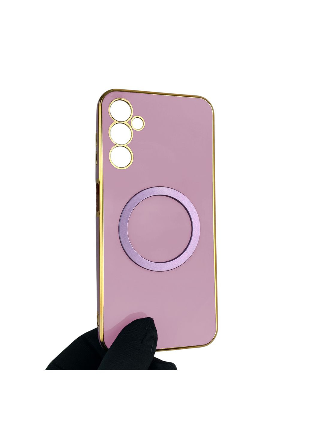 Чохол для Galaxy A14 4G (SM-A145F) з кільцем MagSafe із золотою окантовкою на самсунг а14 чорничний gs1 Samsung (366228989)