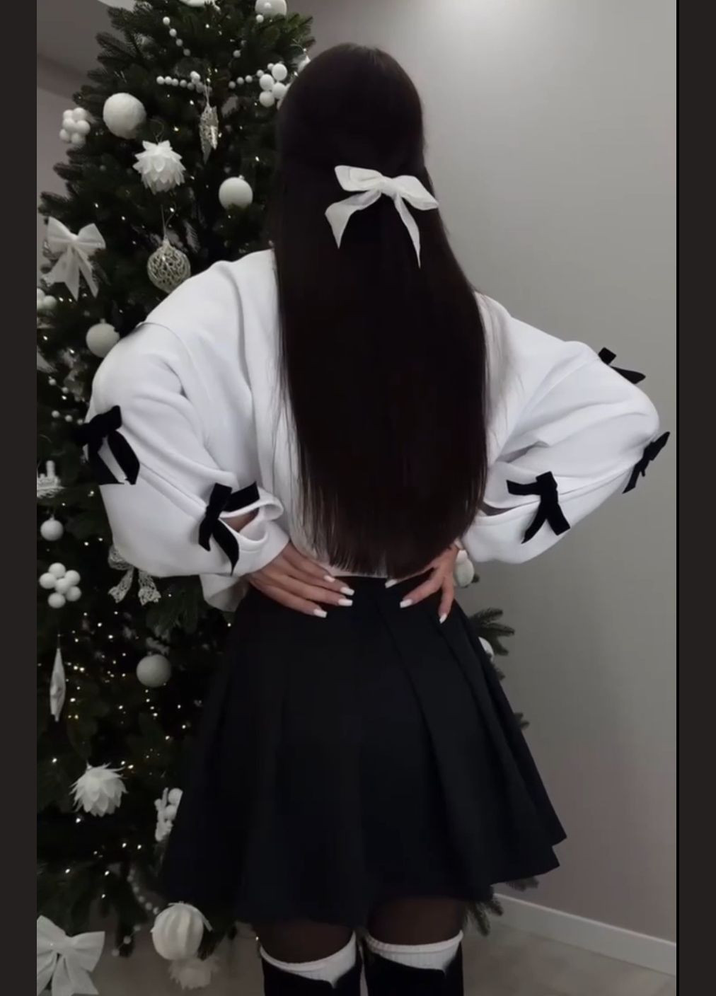 Білий світшот жіночій на флісі бант (319321190)