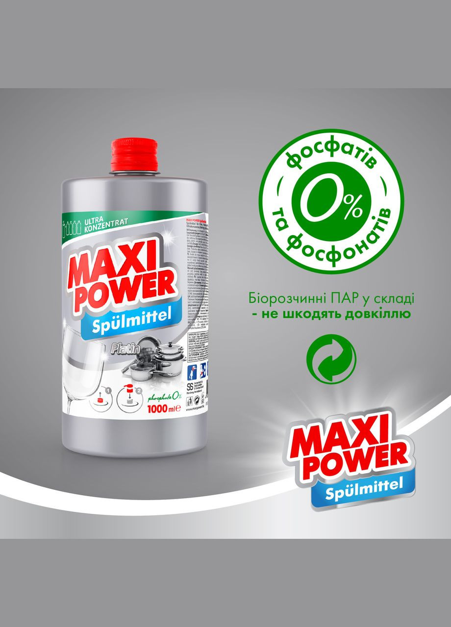 Засіб для миття посуду Платинум 1л запаска Maxi Power (342113830)