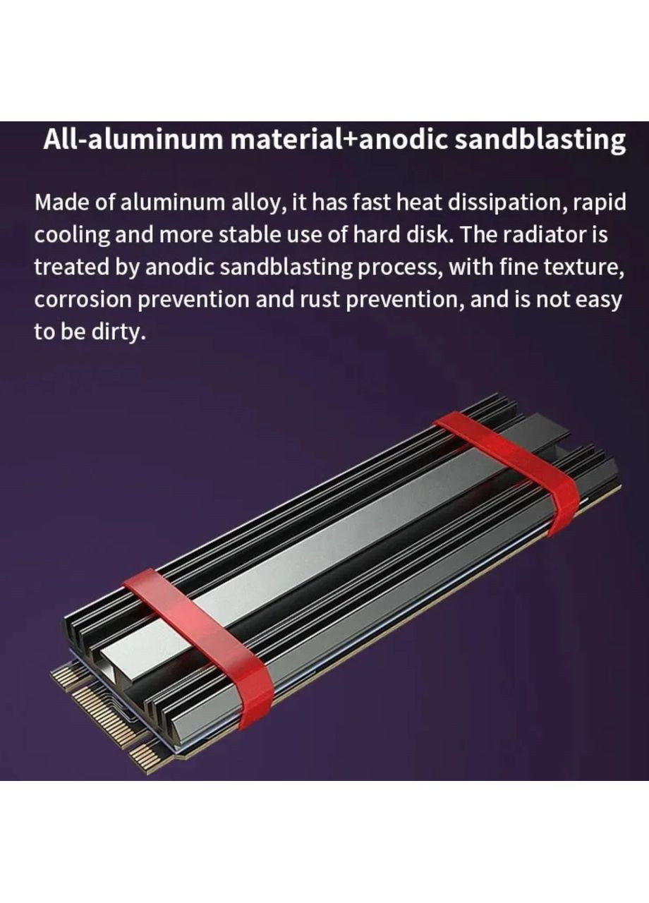 Алюмінієвий радіатор охолодження TEUCER M.2 SSD Cooler 2280 NVMe/NGFF для PS5 ПК ноутбука No Brand (360788417)