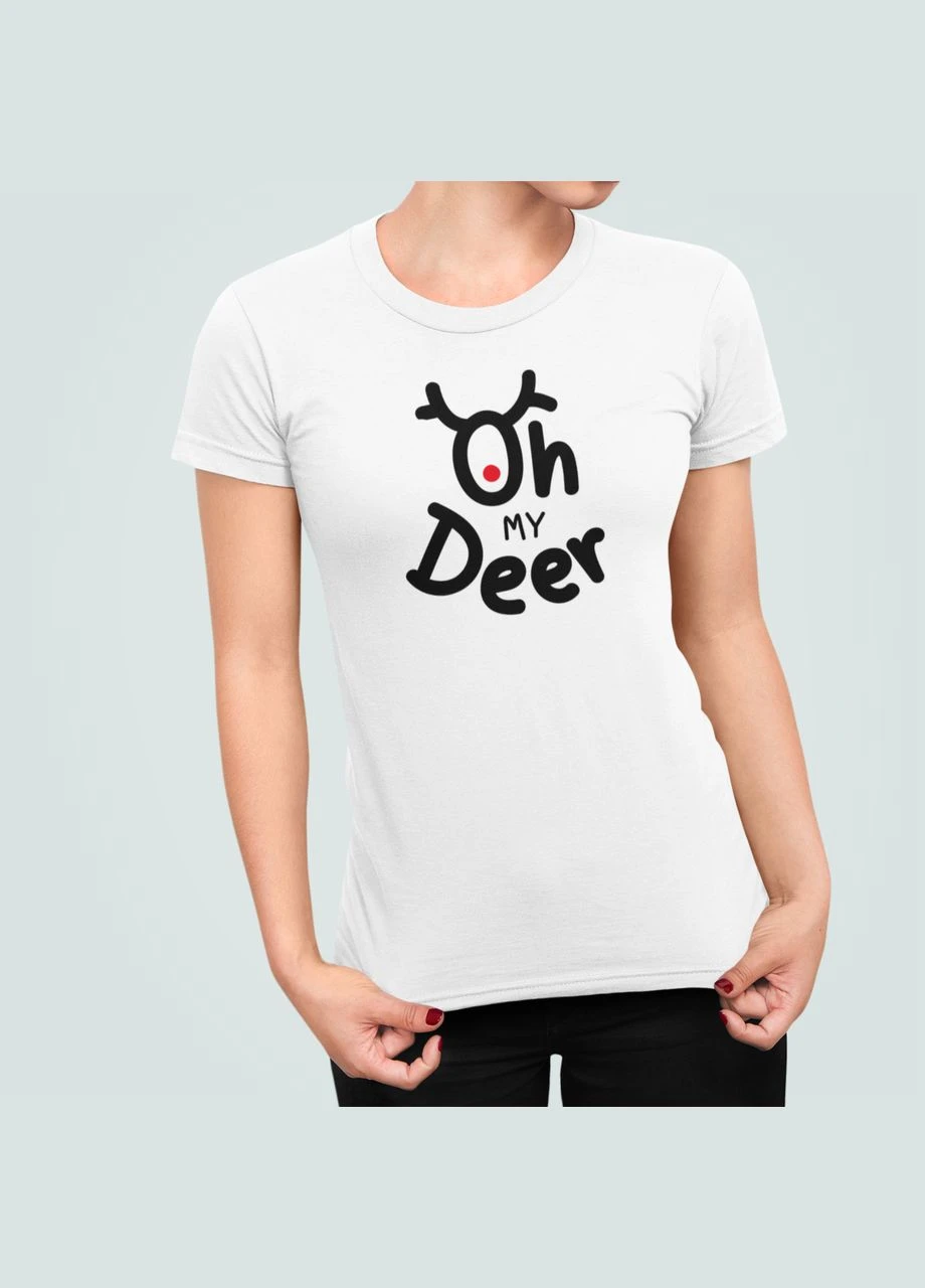 Жіноча Новорічна футболка з принтом Oh my Deer мій олень Stedman - (319689207)