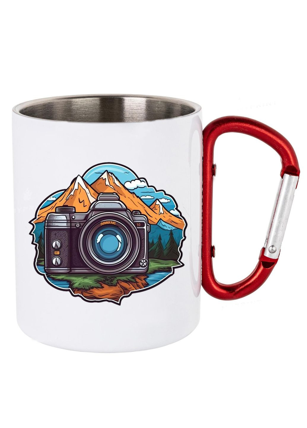 Кружка металлическая с карабином (red) туристическая 300 мл #0026 белая No Brand (316119989)