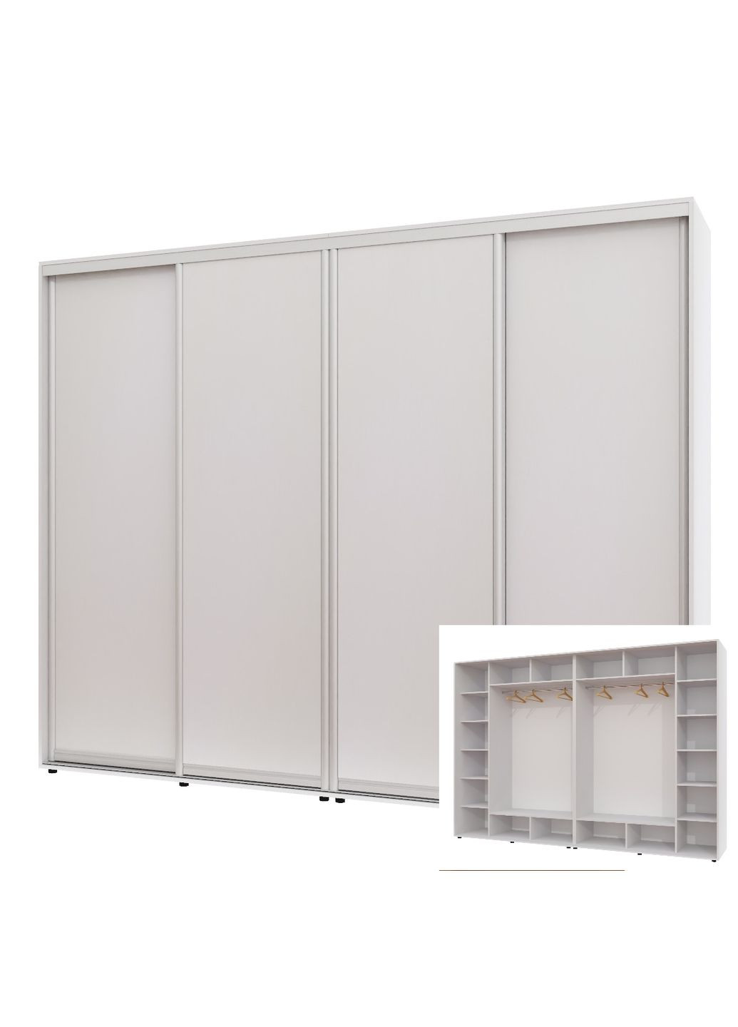 Шкаф-купе четырехдверный 310*60*230 см Белый 4 двери ДСП ШК-02 Алекса (360477970)