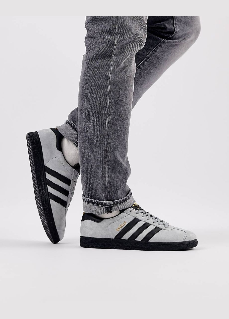 Серые демисезонные кроссовки мужские, вьетнам adidas Originals Gazelle Gray Black
