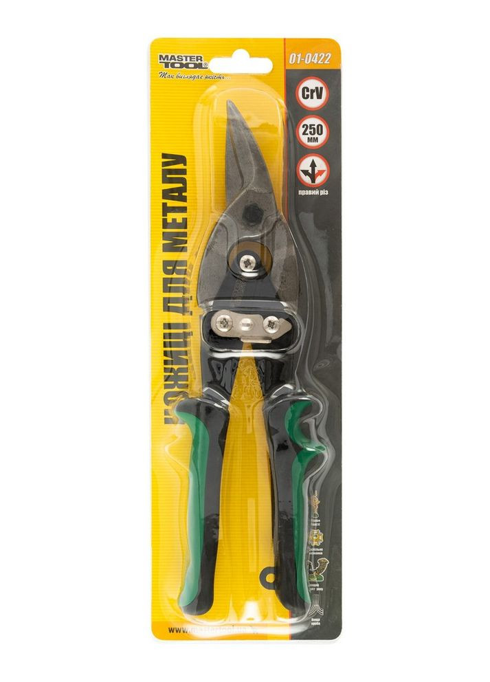 Ножиці для металу CrV 250 мм правий різ 01-0422 Mastertool (364965006)