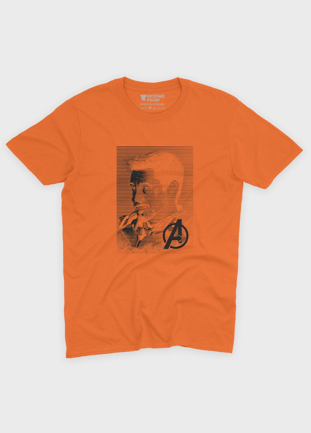 Оранжевая демисезонная футболка для мальчика с принтом супергероя - железный человек (ts001-1-ora-006-016-026-b) Modno