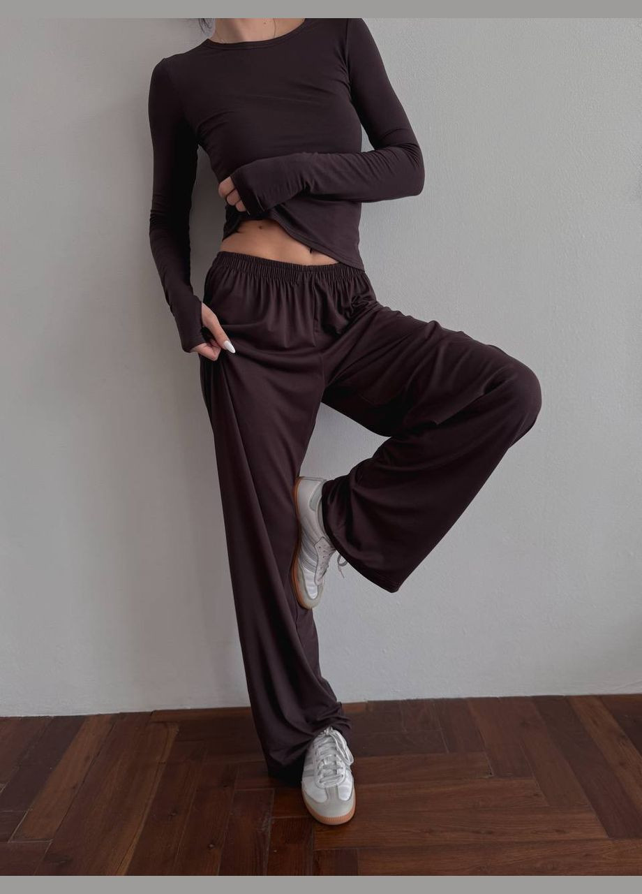 Жіночий костюм трійка  футболка + лонгслів + палаццо MonCher (332615291)