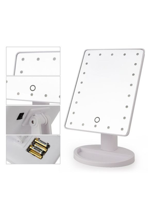 Косметичне дзеркало Magic Makeup Mirror (на батарейках) з LED-підсвіткою 22 діодами доступне в різних кольорах Білий Po Fanu (365877025)