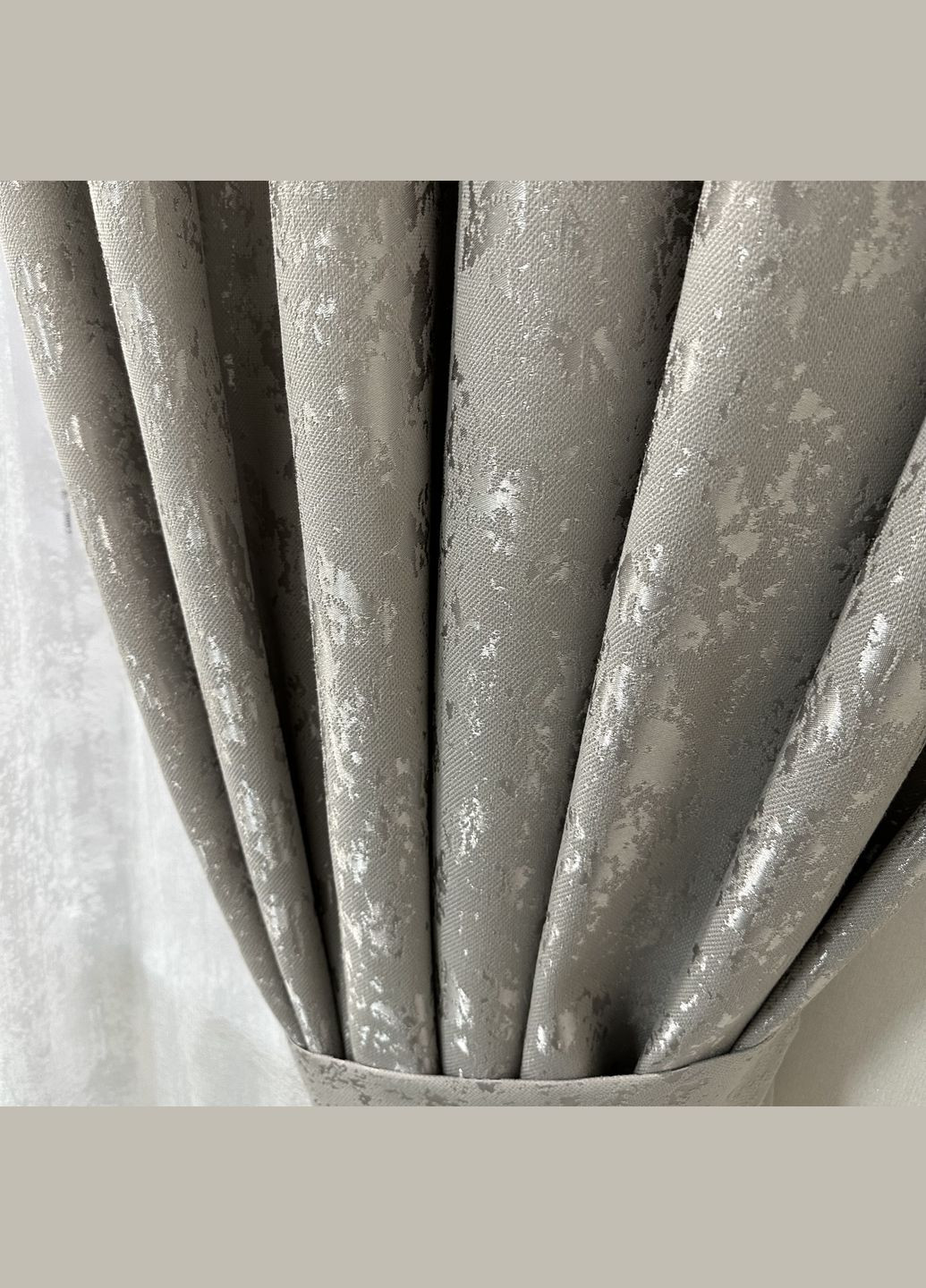 Готовий комплект штор (2шт) мармур льон сірого кольору 200х270см No Brand (299664664)