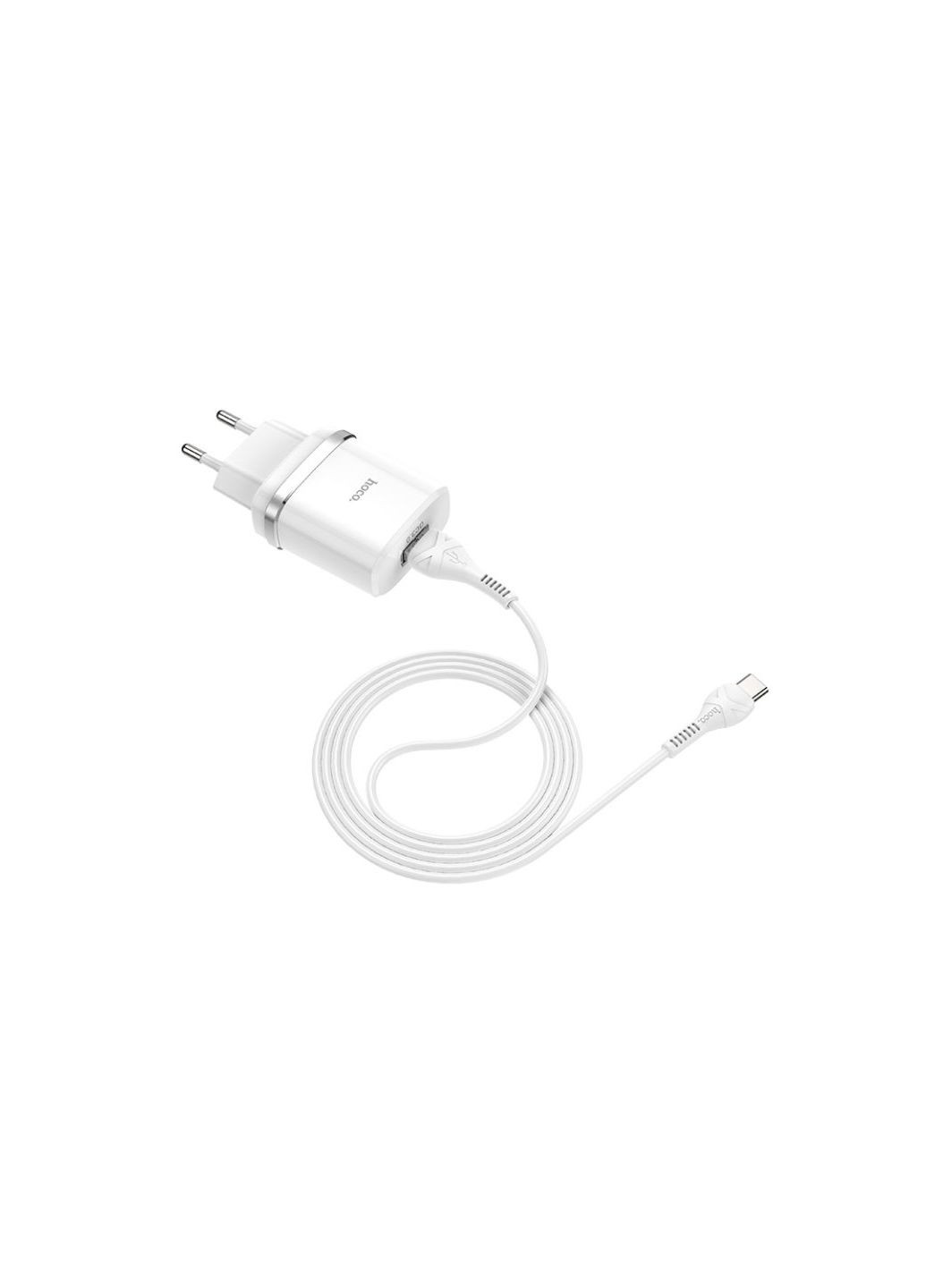 Мережевий зарядний пристрій з кабелем QC3.0 charger set(Type-C) 18W White Hoco C12Q Smart (371647426)