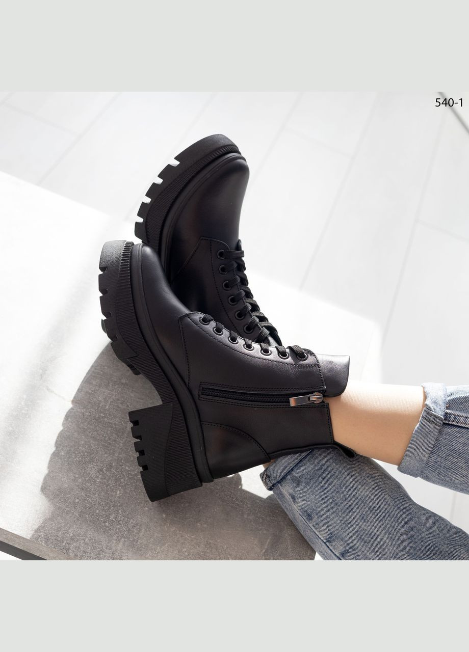 Комбинированные демисезонные женские кожаные ботинки No Brand