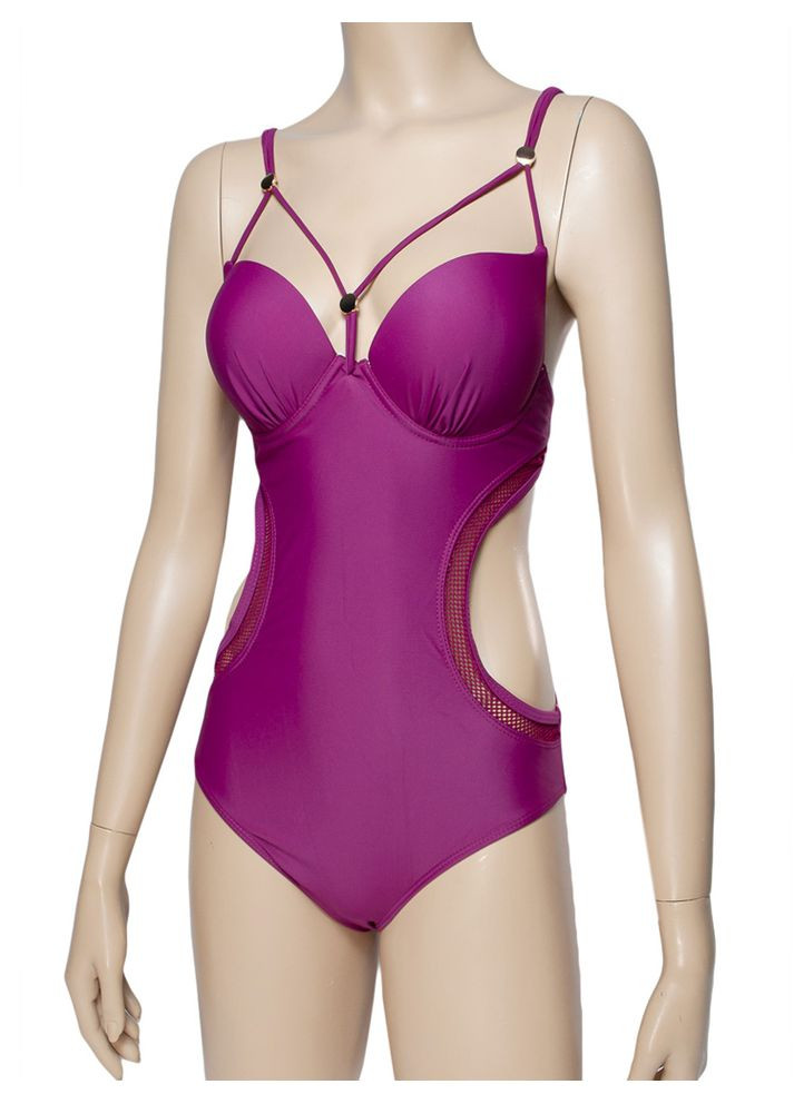 Малиновий літній злитий купальник монокіні з щільною чашкою і пуш ап моделюючий модель 0370 арт.86057 роздільний, монокіні Samegame