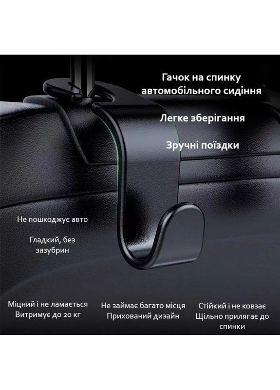 Универсальные крючки-органайзеры для автомобиля крючки для подголовника сиденья 2 шт черные No Brand (358650313)