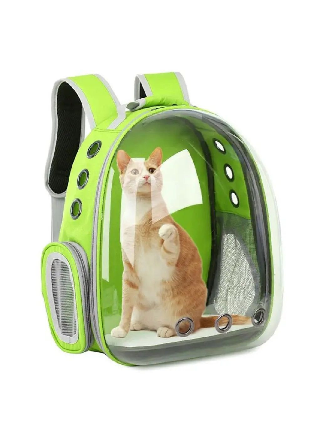 Рюкзак сумка-переноска водонепроникна для тварин котів собак з прозорою стінкою 42х32х28 см (477158-Prob) Салатовий Unbranded (295012498)